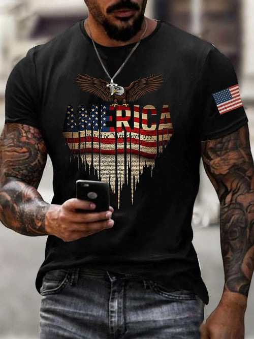 Men's Casual 250th Anniversary Commemorative National Flag T-shirt