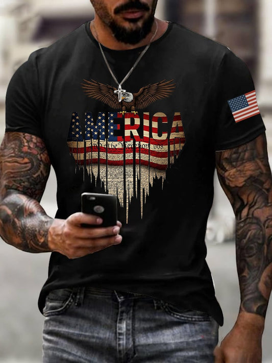 Men's Casual 250th Anniversary Commemorative National Flag T-shirt