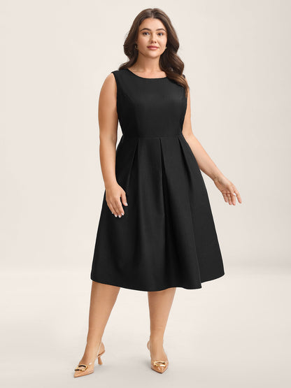 Classic Woven Inner Pleated Midi Dress