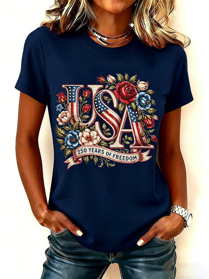 Women's 250th Anniversary Freedom Flower Art  Print   Shirt