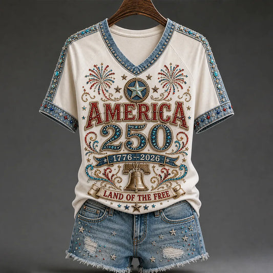 USA Freedom 250th Anniversary Casual Graphic T-Shirt