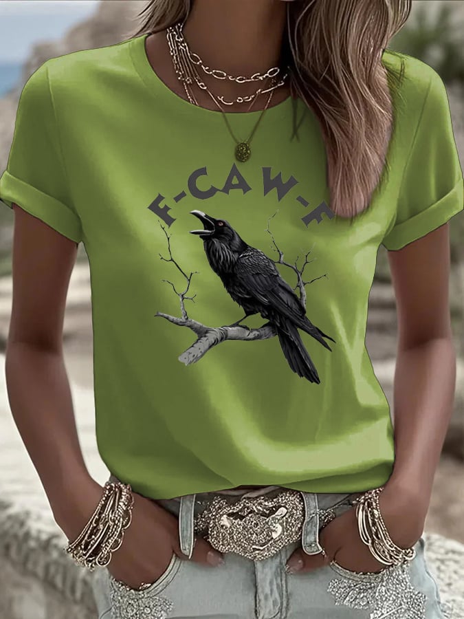🔥Buy 2 Get 10% Off🔥Women's F-Caw-F Raven Print Casual T-shirt