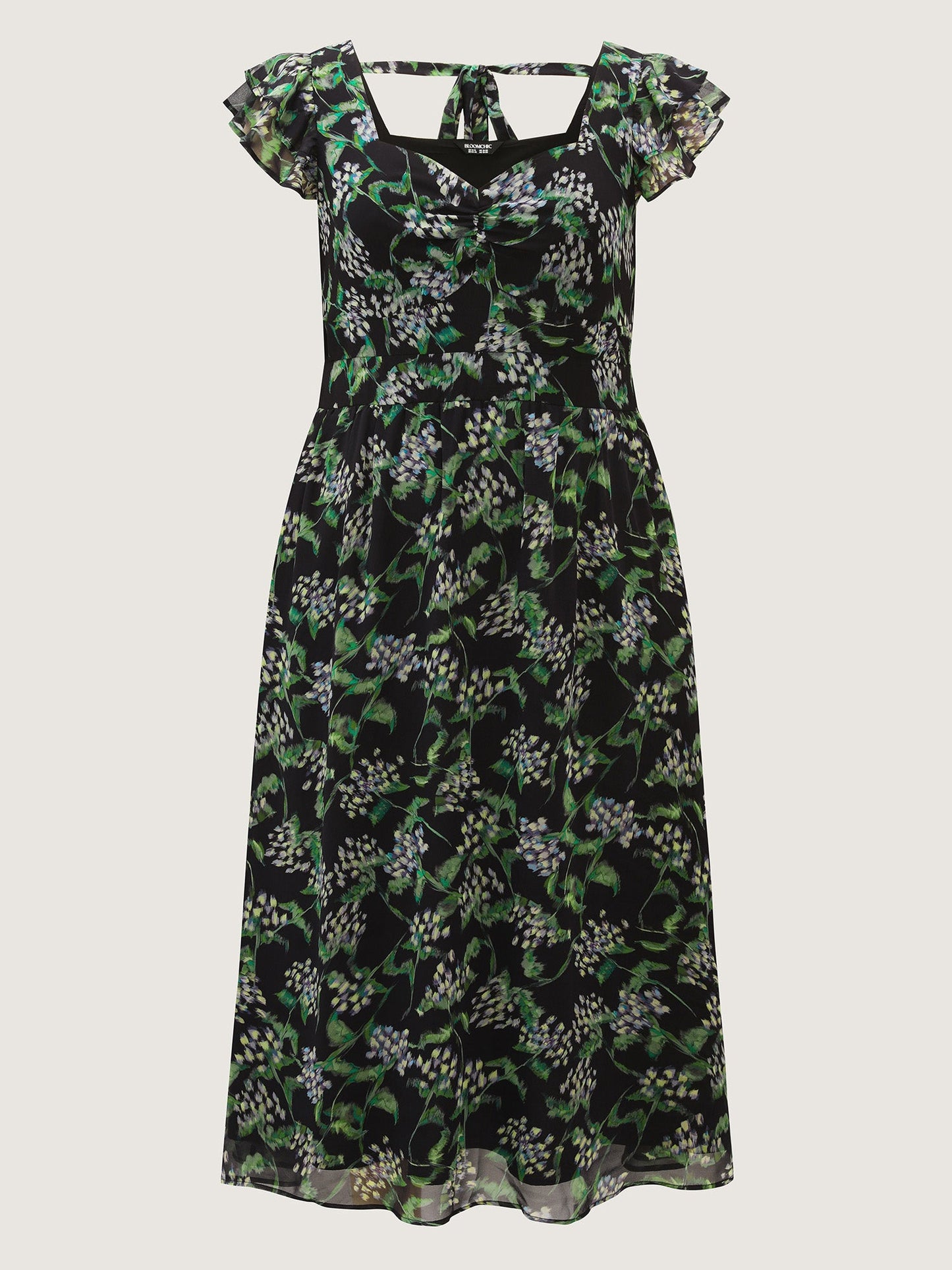 Romantic Floral Print Backless Tie Maxi Dress