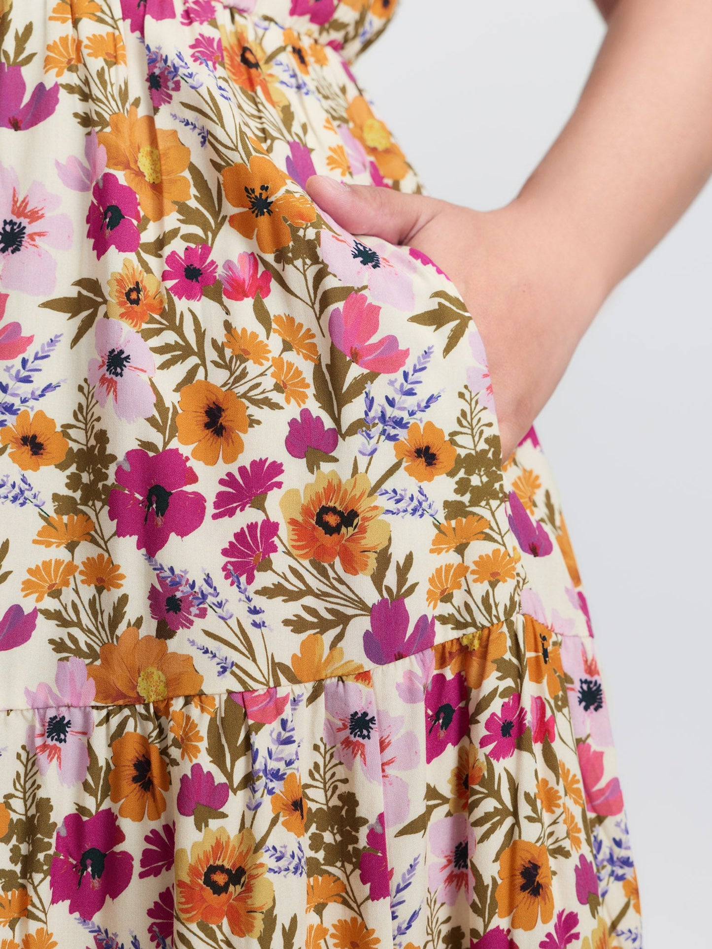 Floral Print Off-Shoulder Stretchy Waist Maxi Dress