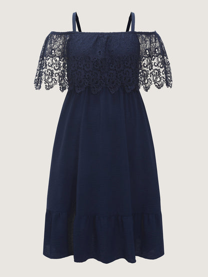 Sheer Lace Off-Shoulder Midi Dress