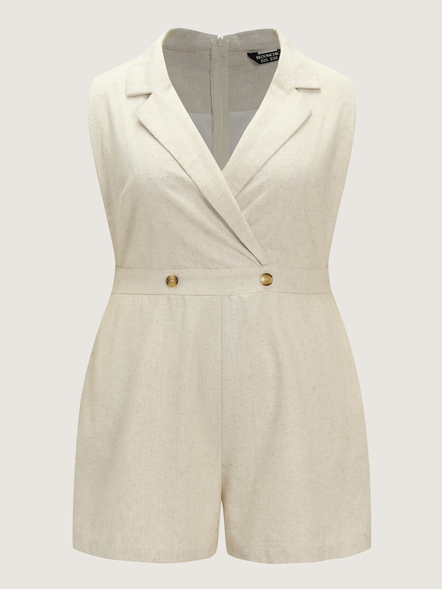 Cotton Linen Blend Collar Romper