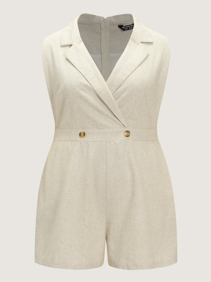 Cotton Linen Blend Collar Romper