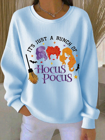 🔥Buy 2 Get 10% Off🔥Women's IT'S JUST A BUNCH OF Hocus Pocus Halloween Print Casual Crew Neck Top
