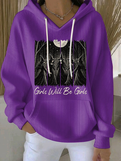 🔥Buy 2 Get 10% Off🔥Women's Vintage Girls Will Be Girls Witch Print Casual Sweatshirt