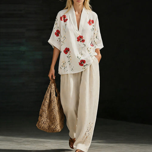Women’s Ivory Poppy Gradient Two-Piece Set