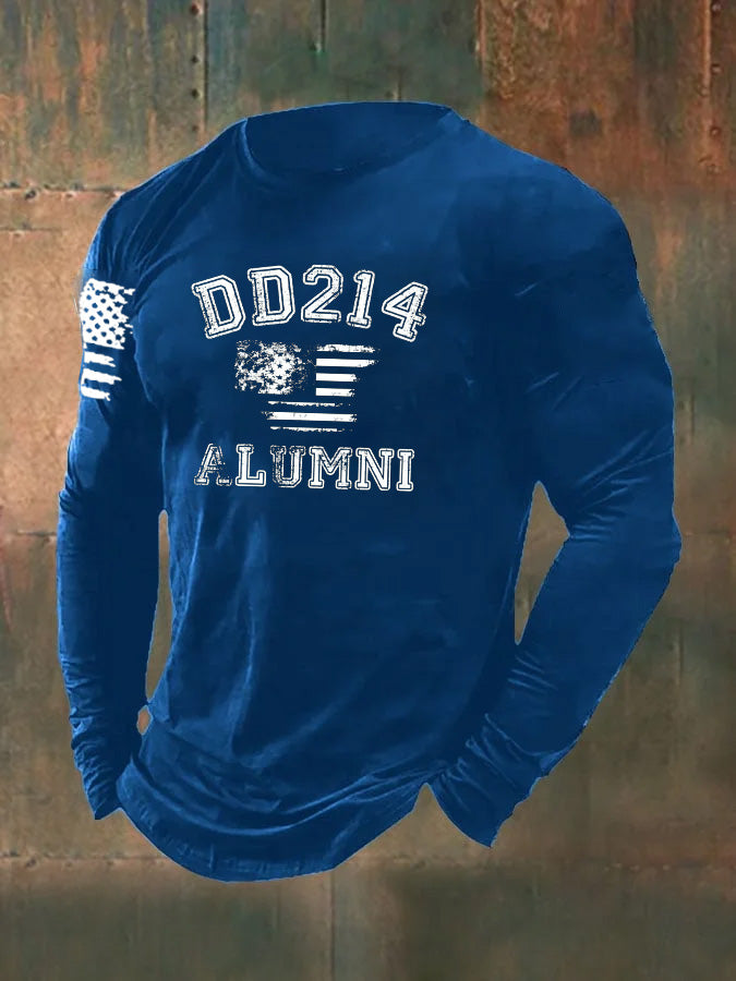 Men's DD214 Alumni Pattern Long Sleeve T-Shirt