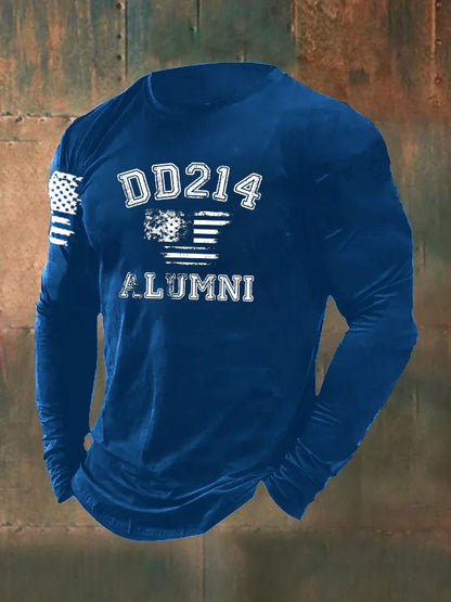 Men's DD214 Alumni Pattern Long Sleeve T-Shirt