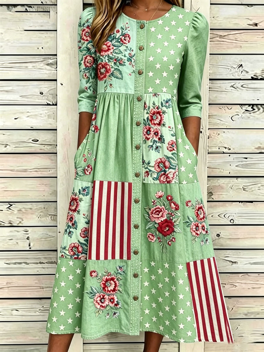 🔥Buy 3 Get 10% Off🔥Women'S Casual American Independence Day Print Art Casual Dress