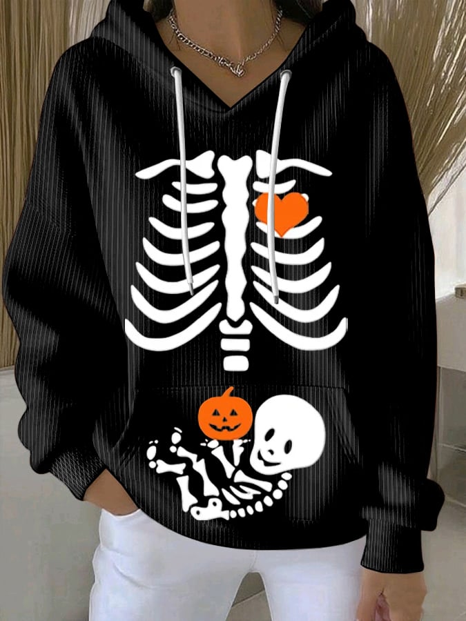 🔥HOT SALE🔥Women's Skeleton Halloween Maternity  Print Sweatshirt