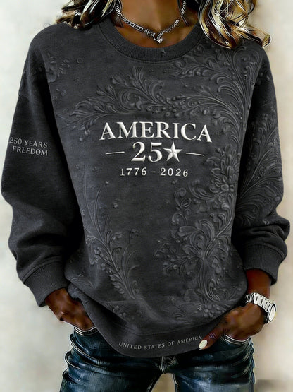 Women'S Casual American 250th Anniversary Printed Sweatshirt