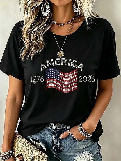 Women's Vintage Flag Art Print Tshirt