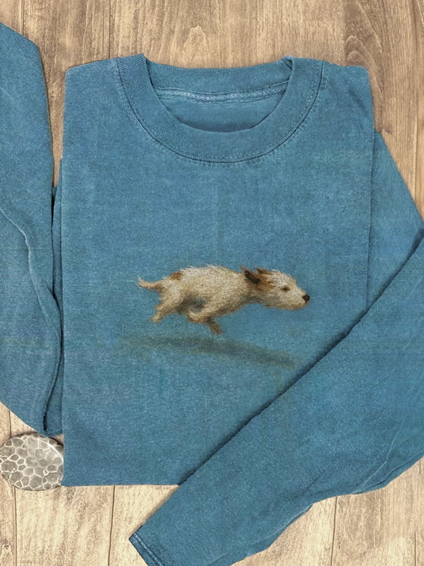 Funny Cute Running Dog Art Print Casaul Cotton Long Sleeve Shirt