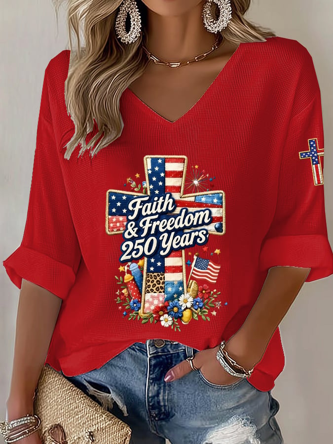 Women's American 250th Anniversary Faith & Freedom  Top