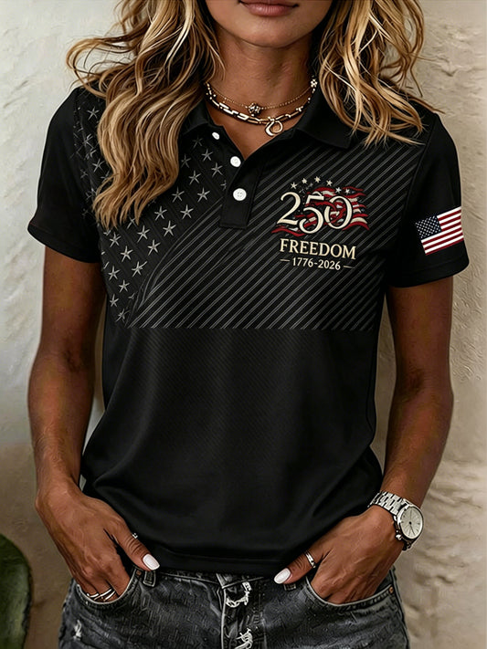 Women's America 250 1776-2026 Freedom Print V Neck T-shirt