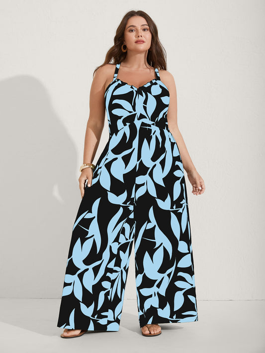 Silhouette Floral Print Sweetheart Jumpsuit