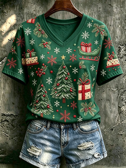 Women's Christmas Print Cozy T-shirt