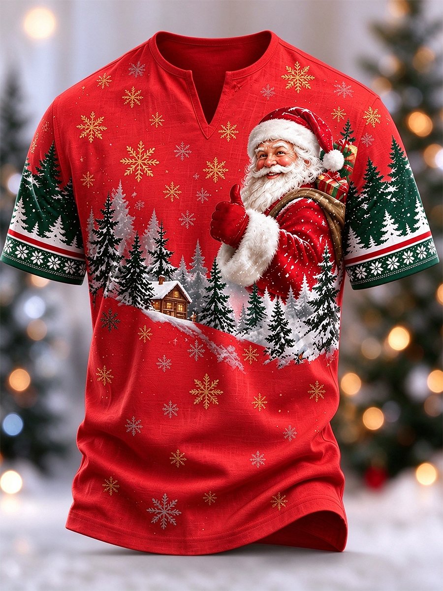 Men's Christmas Faux-Linen T-shirt