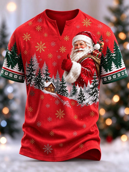 Men's Christmas Faux-Linen T-shirt