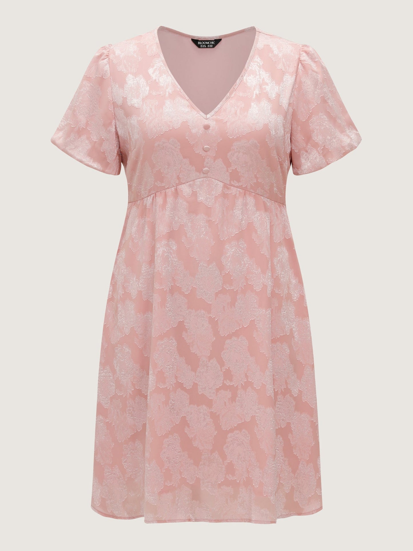Floral Textured Bubble Sleeve Mini Dress