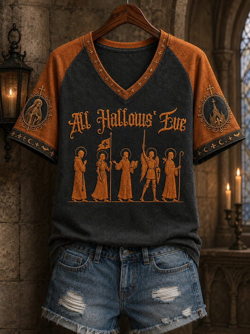 Women's All Hallows' Eve Printed V-neck T-shirt