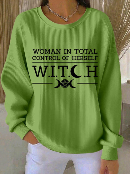🔥HOT SALE🔥Women's Witch Women In Total Control Of Herself Print Round Neck Sweatshirt