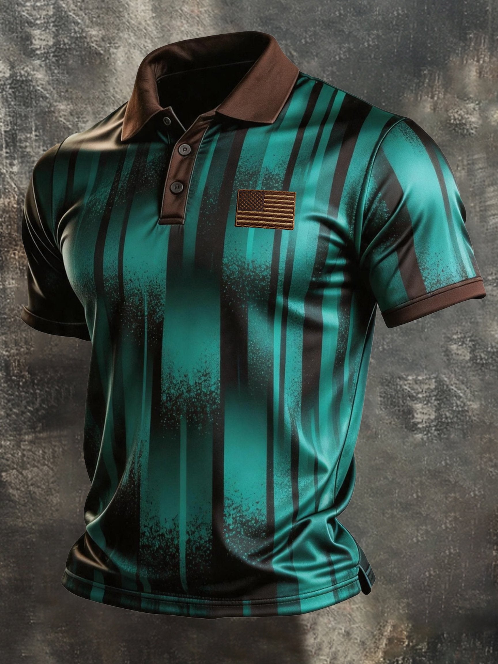Men's Retro "Patriot" Color-Block Short-Sleeve Polo Shirt