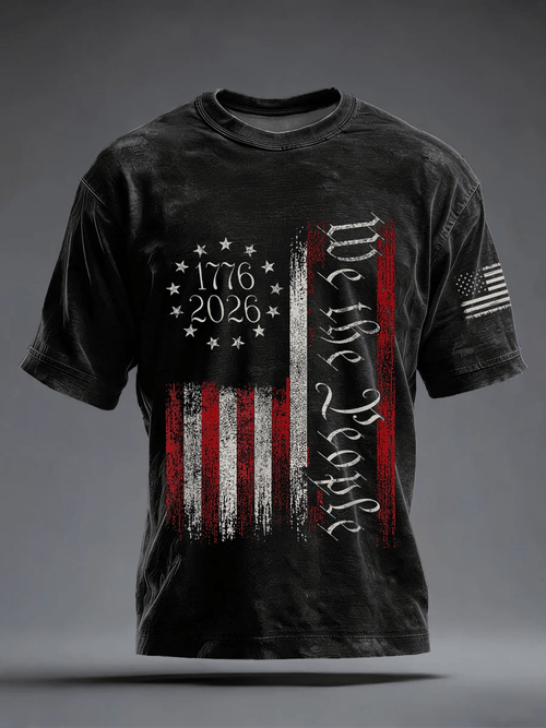 Men's USA 1776-2026 Print Casual T-Shirt