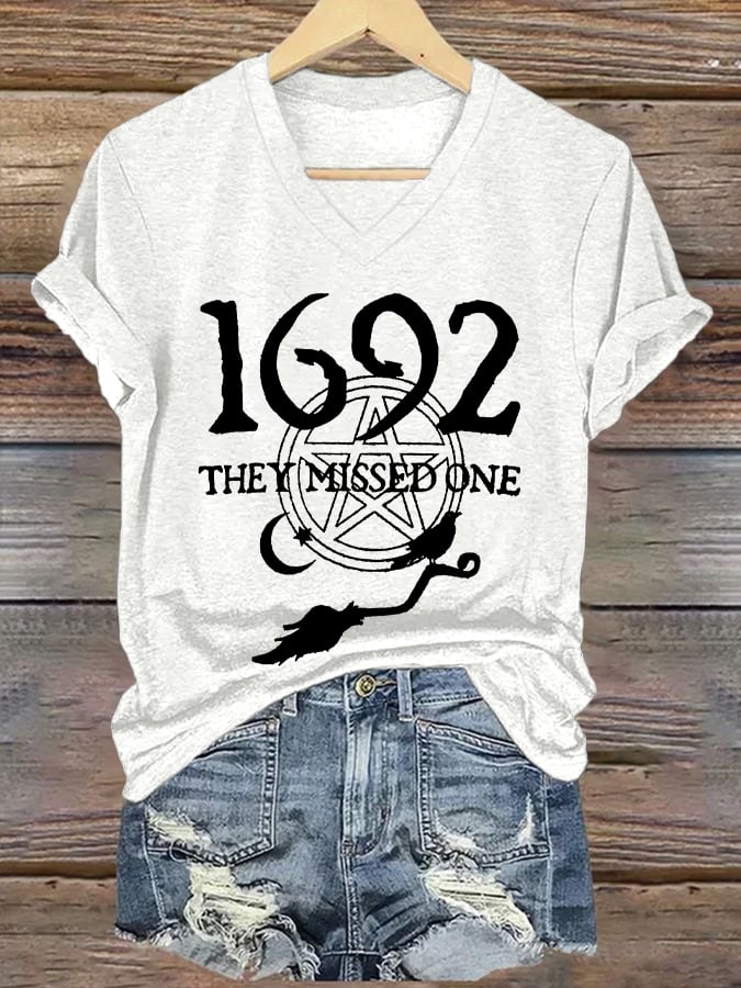 Women's 1692 They Missed One Print V Neck T-shirt