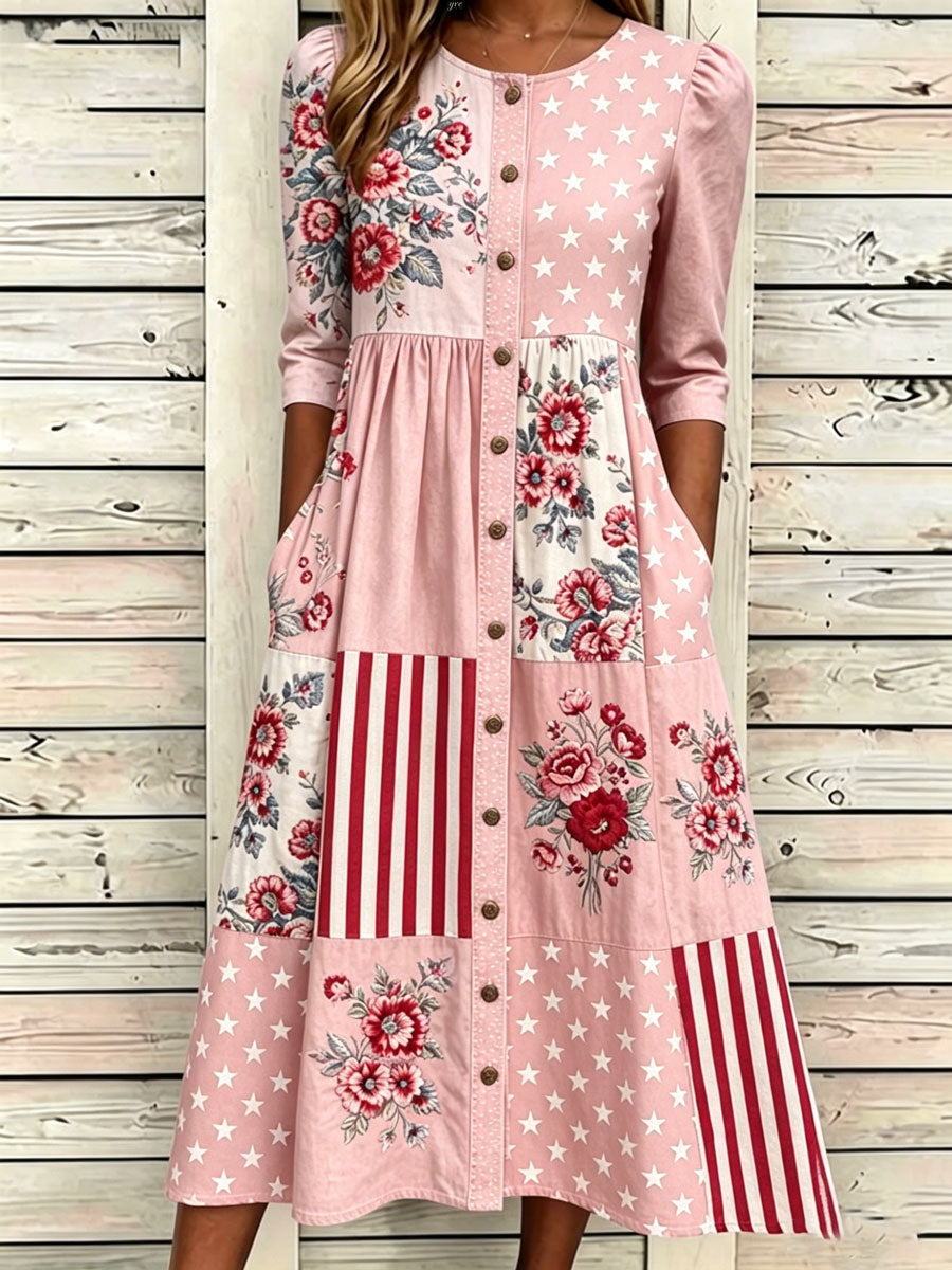 🔥Buy 3 Get 10% Off🔥Women'S Casual American Independence Day Print Art Casual Dress