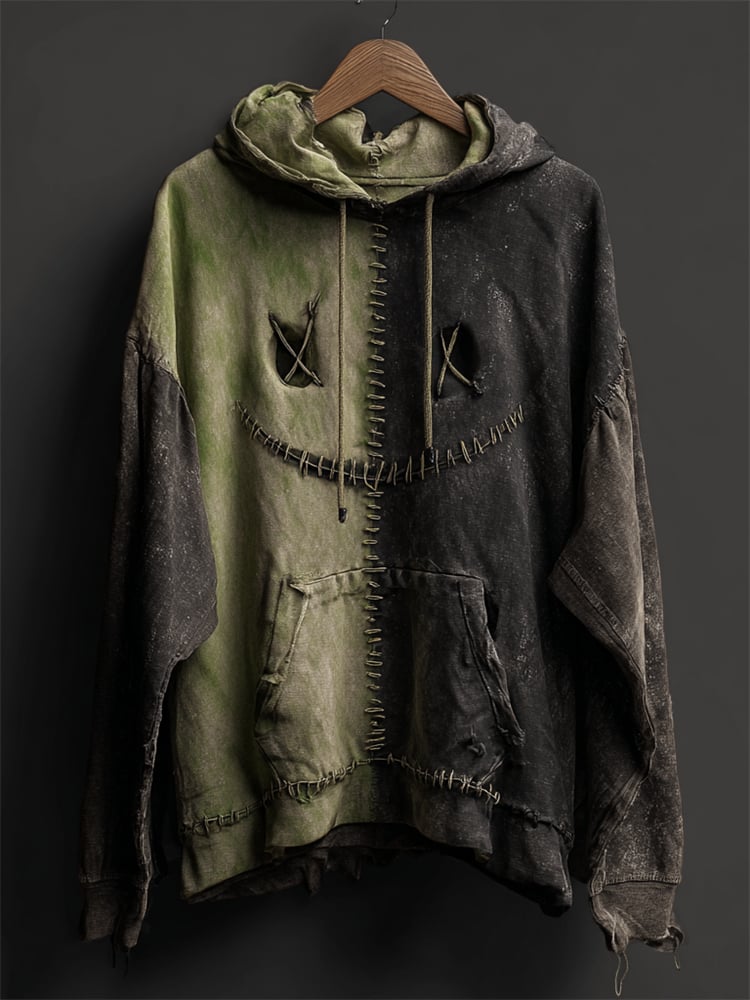 Men's Halloween Devil Emoji Thread Embroidery  Hoodie