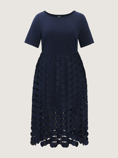 Lace Trim Tassels Stretchy Waist Midi Dress
