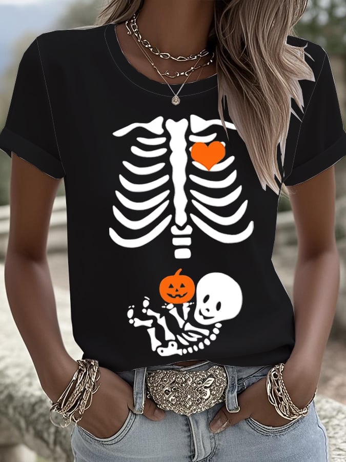 🔥HOT SALE🔥Women's Skeleton Halloween Maternity T-Shirt