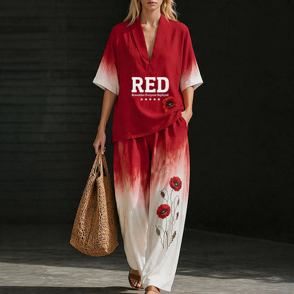 Women’s Red Friday Poppy Gradient Two-Piece Set
