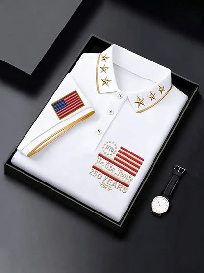 Men's Vintage America 250th Anniversary Print Polo Shirt