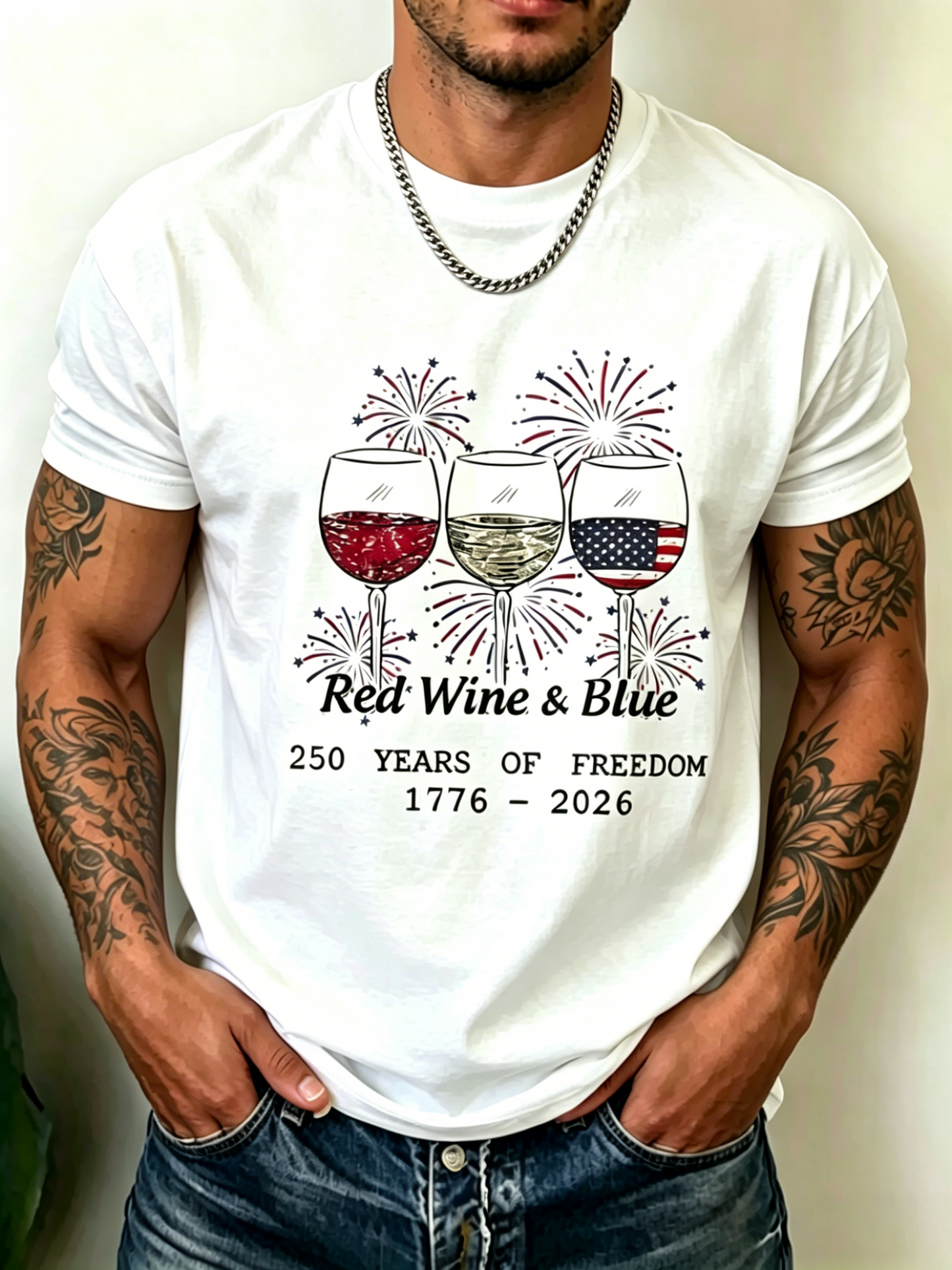 Men’s USA 250th Anniversary Print Crew Neck Short Sleeve T-Shirt