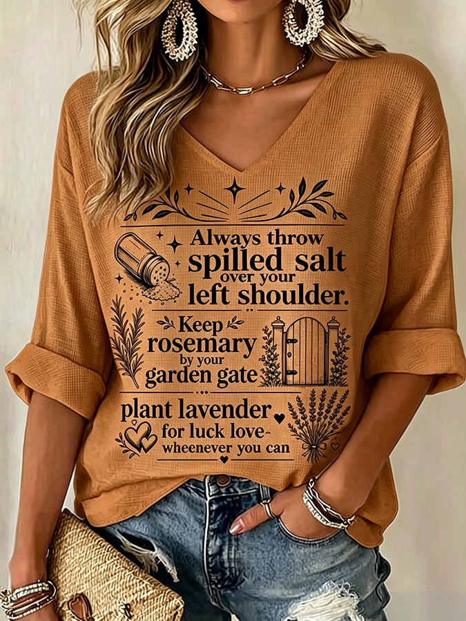 Women's Midnight Margaritas Print V Neck Top