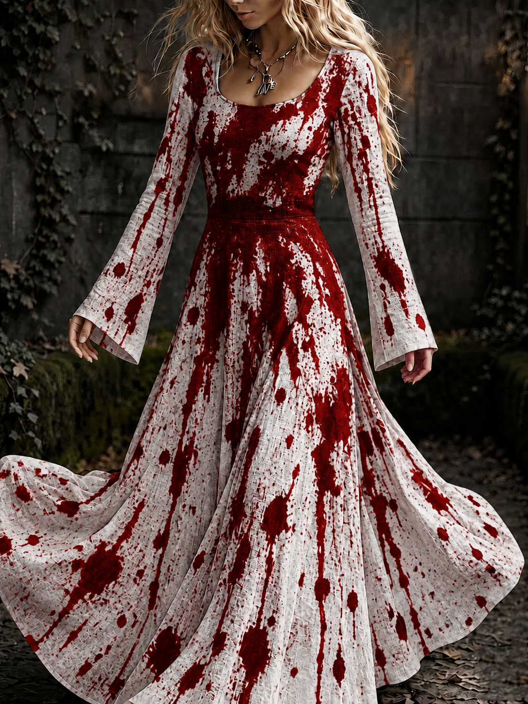Women's Halloween Skeleton Printed Casual Dress
