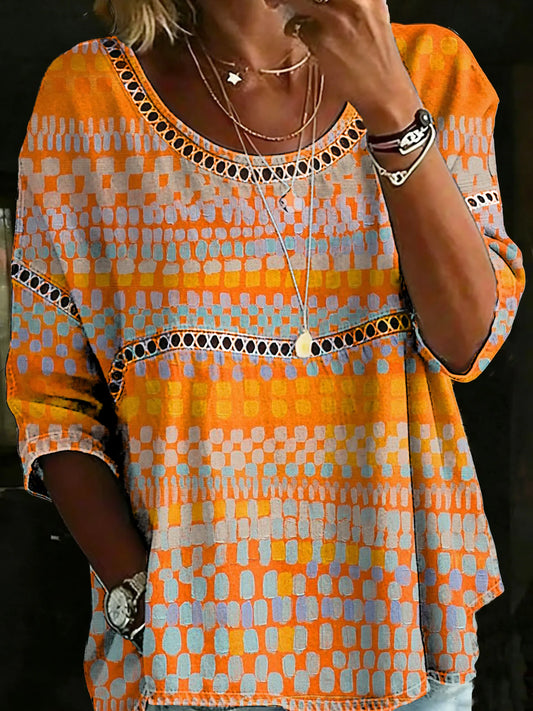 Women's Vintage Multicolor Casual Loose Denim Blouse Shirt