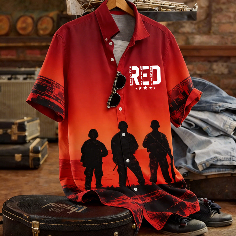 Men's Retro Red Friday Memorial Day Casual Shirt
