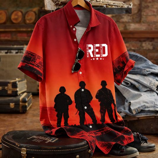 Men's Retro Red Friday Memorial Day Casual Shirt