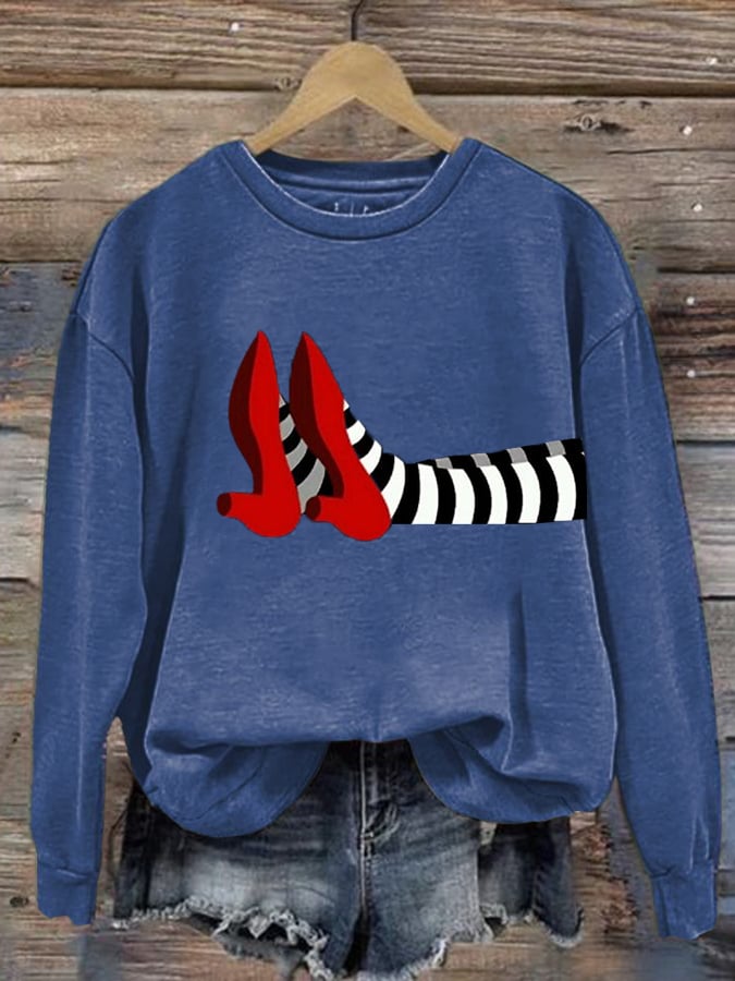 Women's Halloween Red Shoes  Print Sweatshirt