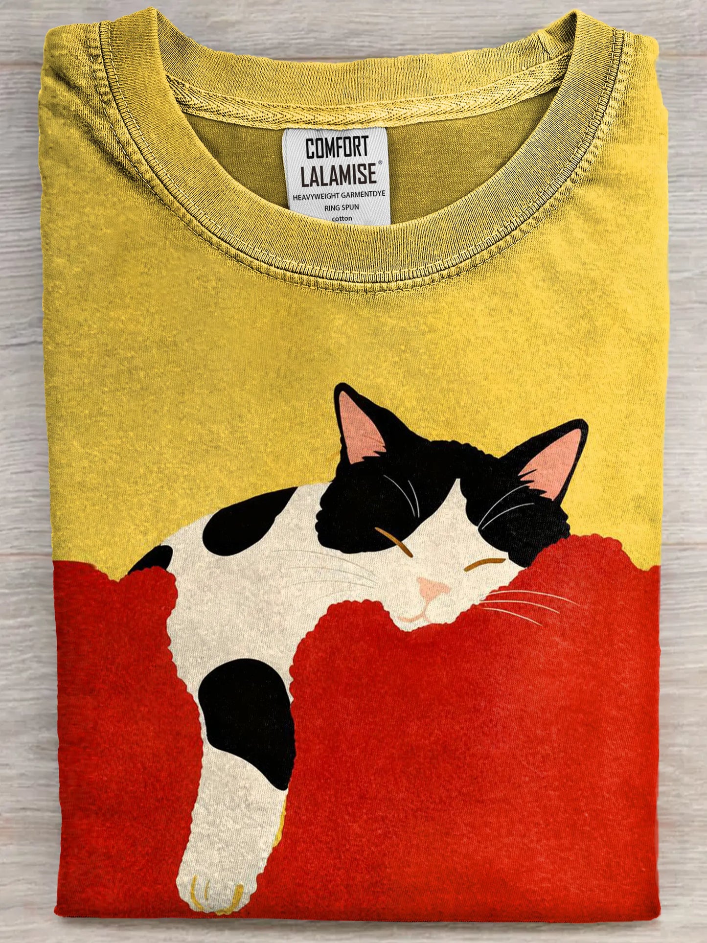 Funny Retro Cute Sleeping Cat Art Print Casual Cotton Short Sleeve T-shirt