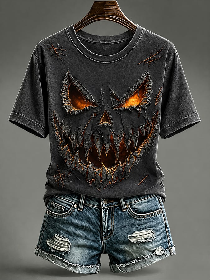 Women'S Casual Halloween Print T-Shirt