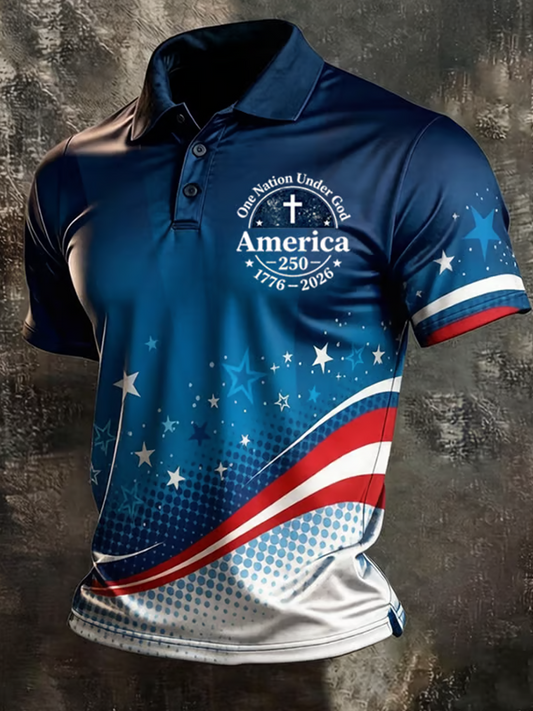 🔥Buy 3 Get 10% Off🔥Men's 250th Anniversary Print Business Polo Shirt