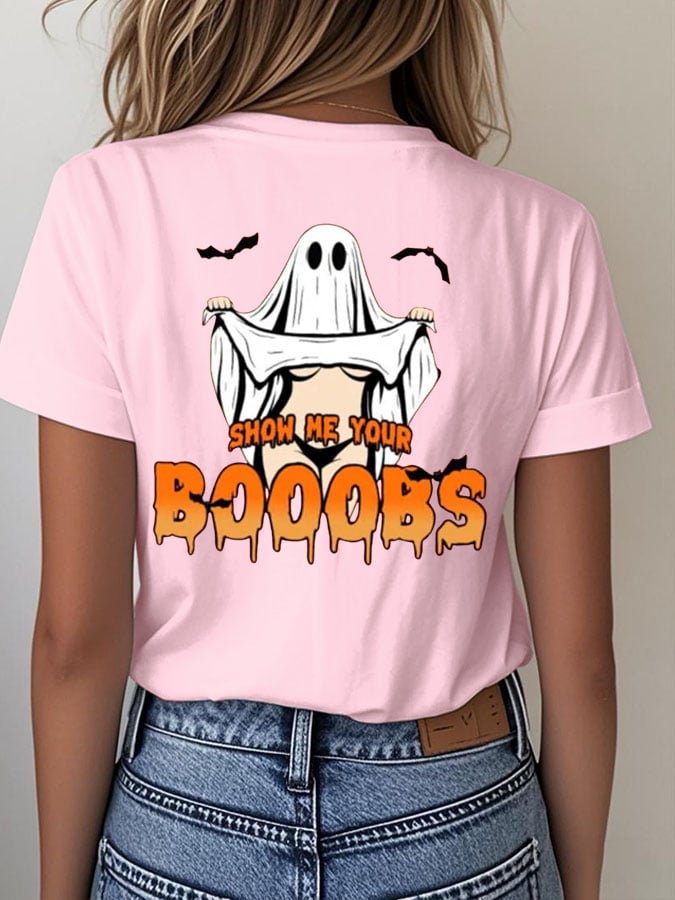 Women's Halloween Show Me Your Boobs Print T-Shirt